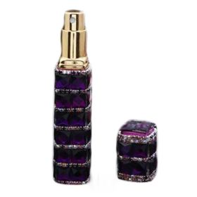 12ml Empty Perfume Dispenser Bottle Portable Atomizer Glass Rhinestone Fine Mist Spray Bottle; Purple