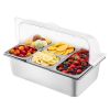Countertop Food Serving Display Container 5 Pan Condiment Dispenser with Lid
