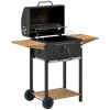 Outsunny Charcoal BBQ Grill with 245 sq.in. Cooking Area, Outdoor Barbecue Grill with Adjustable Charcoal Pan, 3 Shelves, Thermometer