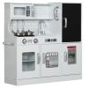 Qaba Pretend Play Kitchen, Kids Kitchen Playset with Play Phone, Chalkboard, Towel Rack & Ice Maker for 3-8 Years White