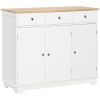 HOMCOM Sideboard Buffet Cabinet, 3-Doors Kitchen Cabinet, Coffee Bar Storage with 3 Drawers, Adjustable Shelf for Living Room and Hallway, White
