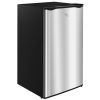 HOMCOM 3.2 Cu.Ft Mini Fridge Freezer, Single Door with Adjustable Thermostat, Reversible Door for Dorm, Silver