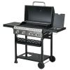Outsunny Propane Gas Grill 4+1 Burner 40000 BTU BBQ Trolley with Warming Rack Shelves Bottle Opener Thermometer