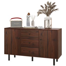 HOMCOM Retro Sideboard Kitchen Buffet Cabinet with Cabinets Drawers Coffee Bar Table Rustic Brown