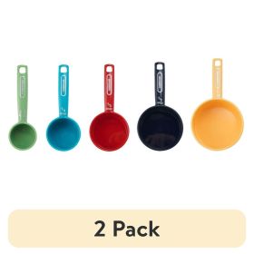 (2 Pack) Farberware 5-Piece Multicolor Nesting Measuring Cup Set with Bonus Coffee Scoop – Plastic, Dishwasher Safe