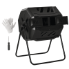 Outsunny Tumbling Compost Bin Outdoor 360° Dual Chamber Rotating Composter 43 Gallon, Black