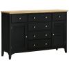 HOMCOM Modern Sideboard Buffet Cabinet Rubberwood Top Adjustable Shelves Black for Kitchen Living Room