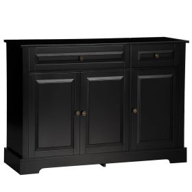 HOMCOM Modern Black Sideboard Buffet with Cupboards Drawers Shelves for Living Room Kitchen Storage