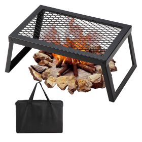 Folding bonfire barbecue grill, heavy-duty steel mesh grille, 18-inch portable camping grille above the fire pit