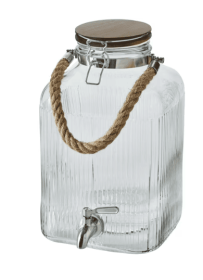 Better Homes & Gardens 2 Gallon Ribbed Clear Glass Beverage Dispenser with Acacia Wooden Lid