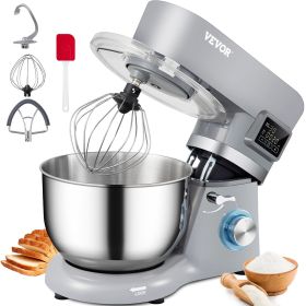 660W Stainless Steel Bowl Electric Dough Mixer with 6 Speeds LCD Screen Timing