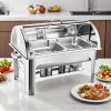 SOGA 2X 4.5L Dual Tray Stainless Steel Roll Top Chafing Dish Food Warmer