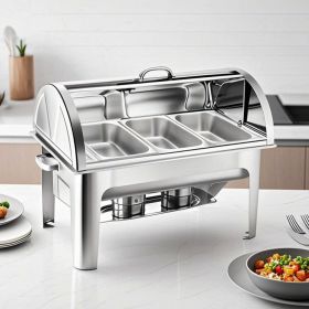 SOGA 2X 3L Triple Tray Stainless Steel Roll Top Chafing Dish Food Warmer