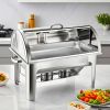 SOGA 2X 9L Stainless Steel Full Size Roll Top Chafing Dish Food Warmer