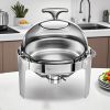 SOGA 4X 6L Round Chafing Stainless Steel Food Warmer with Glass Roll Top