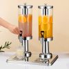 SOGA 6L Dual Silver Stainless Steel Beverage Dispenser Ice Cylinder Clear Juicer Hot Cold Water Jug