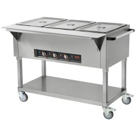 VEVOR 3-Pan Commercial Food Warmer, 3 x 20.6QT Electric Steam Table, 1500W Professional Buffet Catering Food Warmer with 4 Wheels (2 Lockable)