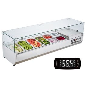 VEVOR Refrigerated Condiment Prep Station, 150 W Countertop Refrigerated Condiment Station, with 4 1/3 Pans & 4 1/6 Pans