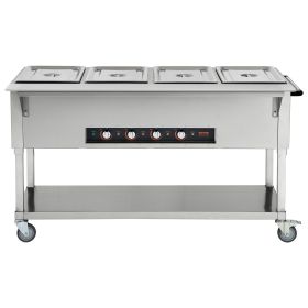 VEVOR 4-Pan Commercial Food Warmer, 4 x 20.6QT Electric Steam Table, 2000W Professional Buffet Catering Food Warmer with 4 Wheels (2 Lockable)