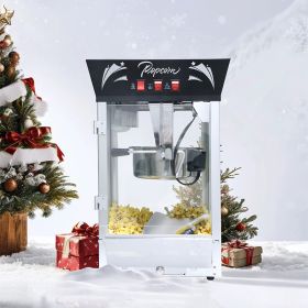Commercial Popcorn MAKER Machine, 12 Ounce Kettle Stainless Steel Popcorn Maker with Tempered Glass, Warming Deck