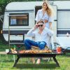 Folding Charcoal BBQ Grill Stainless Steel Grill with Shelf Net Easy Setup for Camping Picnic Outdoor Party Backyard