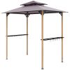 Outsunny 8' x 5' Grill Gazebo, Double Tiered Barbecue Grill Gazebo Shelter with 2 Side Shelves and 10 Hooks for Patio, Garden