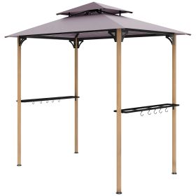Outsunny 8' x 5' Grill Gazebo, Double Tiered Barbecue Grill Gazebo Shelter with 2 Side Shelves and 10 Hooks for Patio, Garden