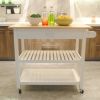 Kitchen Island Cart with drawers, cabinets, wine racks, partitions, towel racks, White-Beech