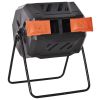Tumbling Compost Bin Outdoor 360° Dual Chamber Rotating Composter 43 Gallon, Orange