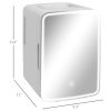 HOMCOM Skincare Fridge for Bedroom, Car with LED Mirror, Cooler and Warmer, AC/DC Powered Mini Fridge for Skincare, Beverage