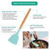 11Pcs Silicone Cooking Utensil Set Heat Resist Wooden Handle Silicone Spatula Ladle Spaghetti Server Tongs Spoon Egg whisk Kitchenware Set w/ Holder