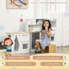 Kids Wooden Kitchen Playset with Sound Effects and Tons of Countertop Space, Wooden Corner Play Kitchen Set with Washing Machine