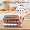 Egg Container Holder Automatic Rolling Egg Box for Refrigerator Double Layer with Lid Egg Organizer Bin Tray Rack for 36 Eggs