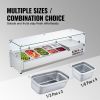 VEVOR Refrigerated Condiment Prep Station, 140 W Countertop Refrigerated Condiment Station, with 3 1/3 Pans & 4 1/6 Pans