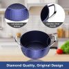 3.7 Quart  Soup Pot with Lid, Small Nonstick Soup Pot with Lid, Round Small Soup Pot 3.3 L, Blue Nonstick Induction Stock Pot, 100% Bpa Free An