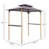 Outsunny 8' x 5' Grill Gazebo, Double Tiered Barbecue Grill Gazebo Shelter with 2 Side Shelves and 10 Hooks for Patio, Garden