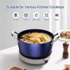 3.7 Quart  Soup Pot with Lid, Small Nonstick Soup Pot with Lid, Round Small Soup Pot 3.3 L, Blue Nonstick Induction Stock Pot, 100% Bpa Free An