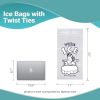 Pack of 1000 Plain Top Ice Bags with Twist Ties 11 x 22. Pure Ice Printed Bags 11x22. Thickness 1.5 mil. 10 lbs. BPA Free Food Grade Safe Plastic Ice