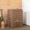 Outsunny Outdoor Compost Bin, 120 Gallon (450L), with 80 Vents and 2 Sliding Doors, Snap-On Lid, Fast Creation of Fertile Soil, Brown