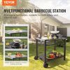 VEVOR Outdoor Grill Dining Cart with Double-Shelf, BBQ Movable Food Prep Table, Multifunctional Iron Table Top, Portable Modular Carts for Pizza Oven