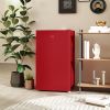 HOMCOM 3.2 Cu.Ft Mini Fridge with Freezer, Single Door Compact Refrigerator with Adjustable Thermostat, Reversible Door, Red