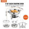 VEVOR 2-Pack Round Chafing Dish Set with Full-Size 4Qt Pan Glass Lid Fuel Holder