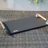 Outdoor Patio Aluminum Tray, Grey Powder-Coated with Teak Handle