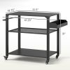 Outsunny 3-Tier Outdoor Grill Cart with Storage Racks, Side Handle, Movable Pizza Oven Table on Wheels