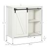 HOMCOM White Buffet Cabinet Farmhouse Sideboard Bar Kitchen Storage Adjustable Shelf Sliding Barn Door