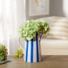 (4 Pack)8.5" Blue Stripe Ceramic Pitcher Vase