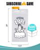 Pack of 500 Plain Top Ice Bags with Twist Ties 13.5 x 28. Pure Ice Printed Bags 13 1/2 x 28. Thickness 2 mil. 20 lbs. BPA Free Food Grade Safe Plastic