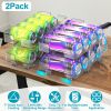 Adjustable Soda Can Organizers Set Of 2Packs 2-Tier Pop Can Holders Beverage Dispensers For Fridge Pantry Cabinet 7º Slope Auto Rolling GPCT5194