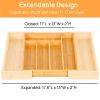 Expandable Bamboo Kitchen Drawer Organizer – Adjustable Cutlery Tray for Utensils, Silverware