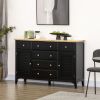 HOMCOM Modern Sideboard Buffet Cabinet Rubberwood Top Adjustable Shelves Black for Kitchen Living Room